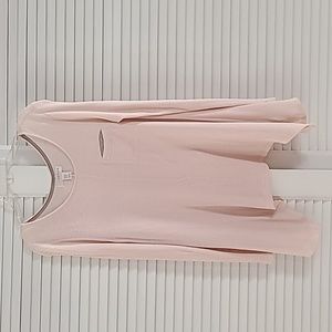 Kenar Waffle Knit Lg Sleeve Sweater Top Shark-Bite Hem  Sz XS. Lt. Pink